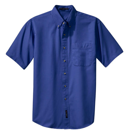 Front View of Faded Blue Port Authority Short Sleeve Twill Shirt. S500T