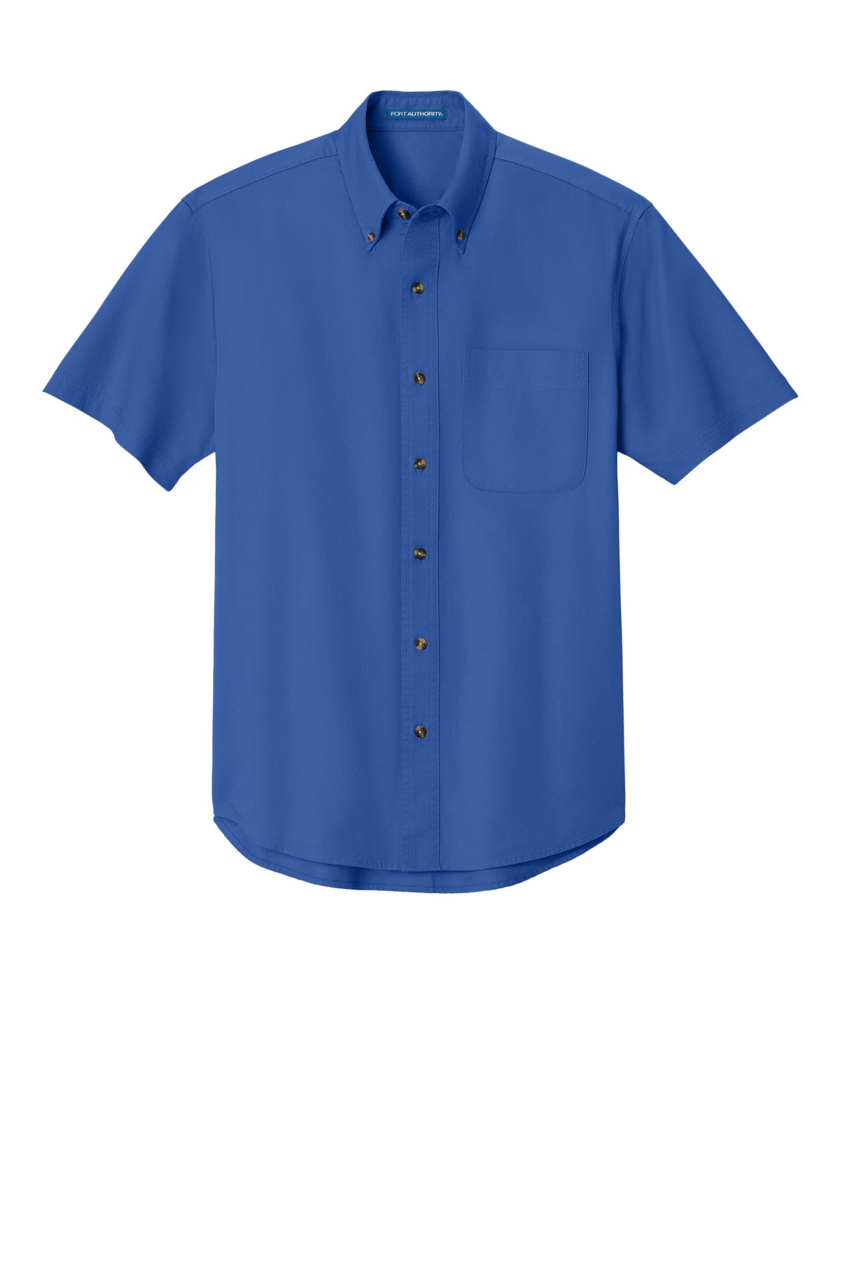 Front View of Faded Blue Port Authority Short Sleeve Twill Shirt. S500T