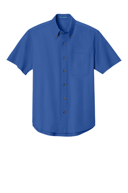 Front View of Faded Blue Port Authority Short Sleeve Twill Shirt. S500T