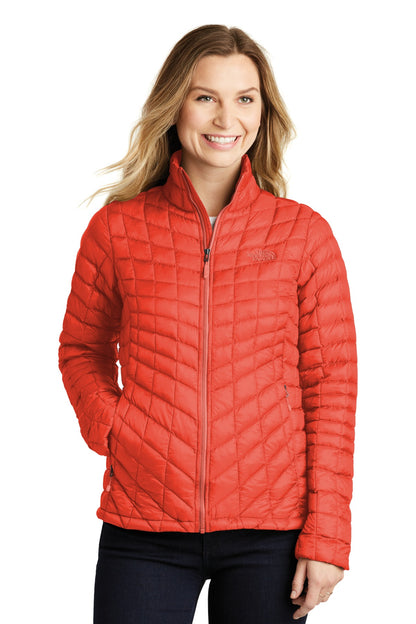 Front View of Fire Brick Red The North Face Women's ThermoBall Trekker Jacket. NF0A3LHK