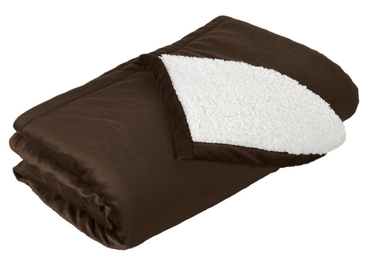 Front View of Fireside Brown Port Authority Mountain Lodge Blanket. BP40
