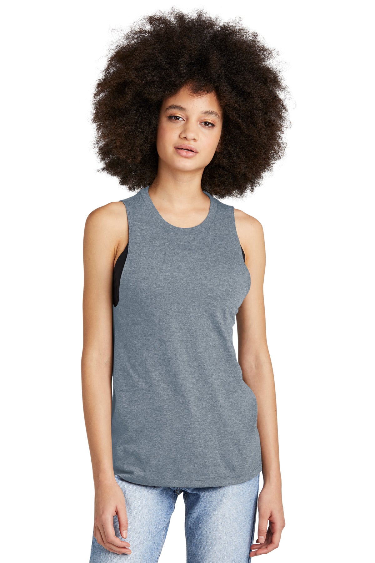 Front View of FlntBluHtr District Women's Perfect Tri Muscle Tank DT153