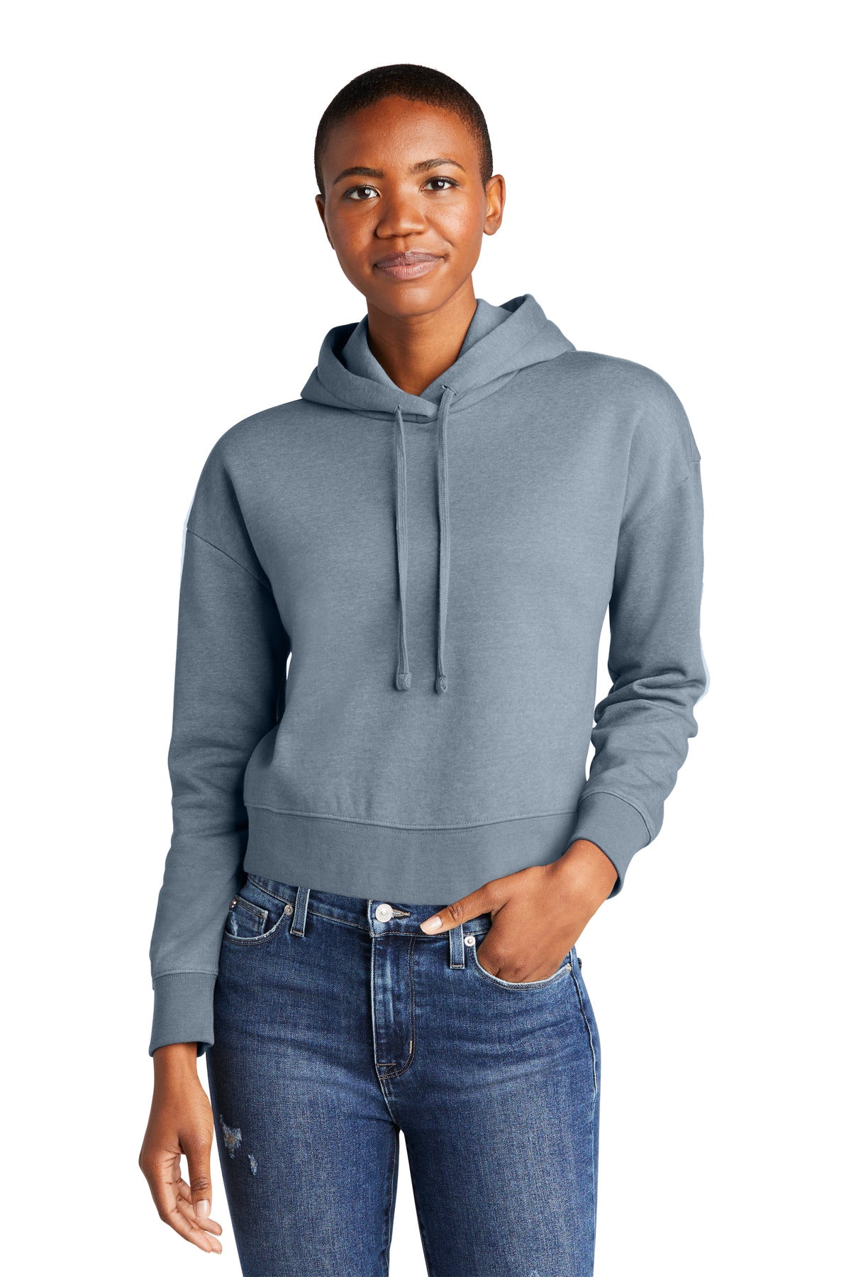 Front View of FlntBluHtr District Women's V.I.T. Fleece Hoodie DT6101