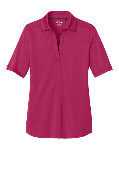Front View of Flush Pink OGIO Women's Metro Polo. LOG130