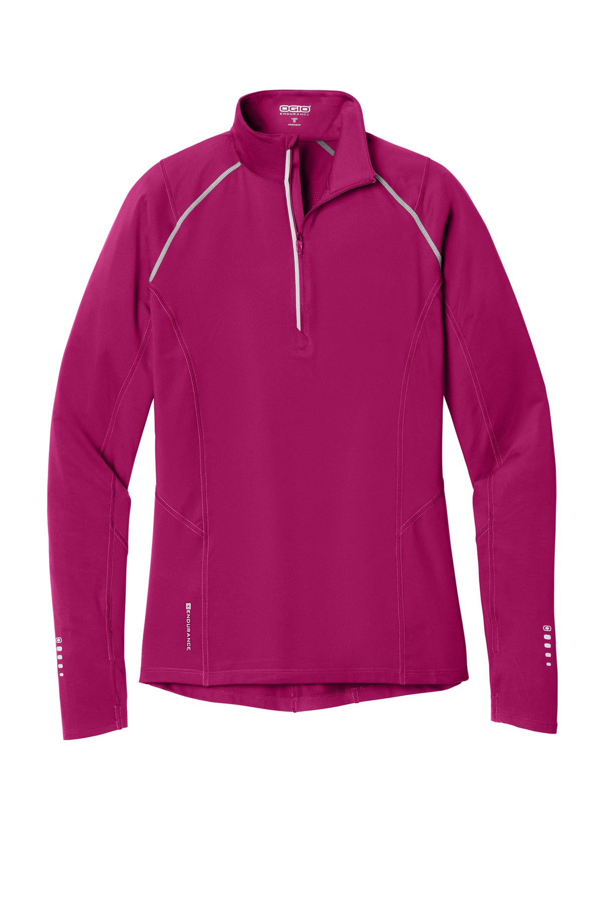 Front View of Flush Pink OGIO Women's Nexus 1/4-Zip Pullover. LOE335