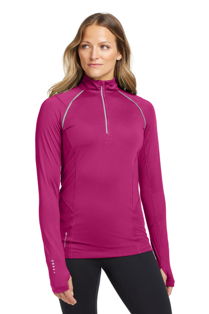Front View of Flush Pink OGIO Women's Nexus 1/4-Zip Pullover. LOE335