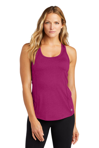 Front View of Flush Pink OGIO Women's Racerback Pulse Tank. LOE322