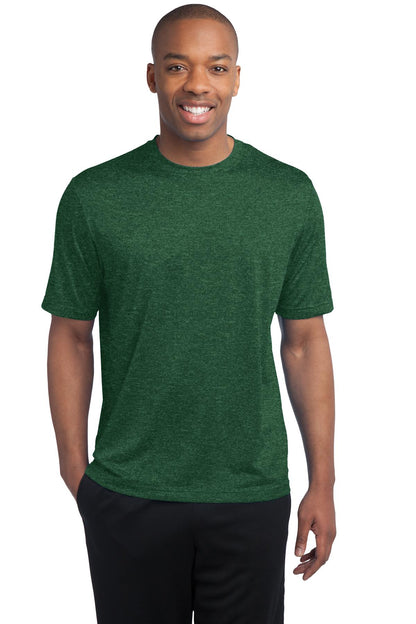 Front View of For Green Hthr Sport-Tek Tall Heather Contender Tee. TST360