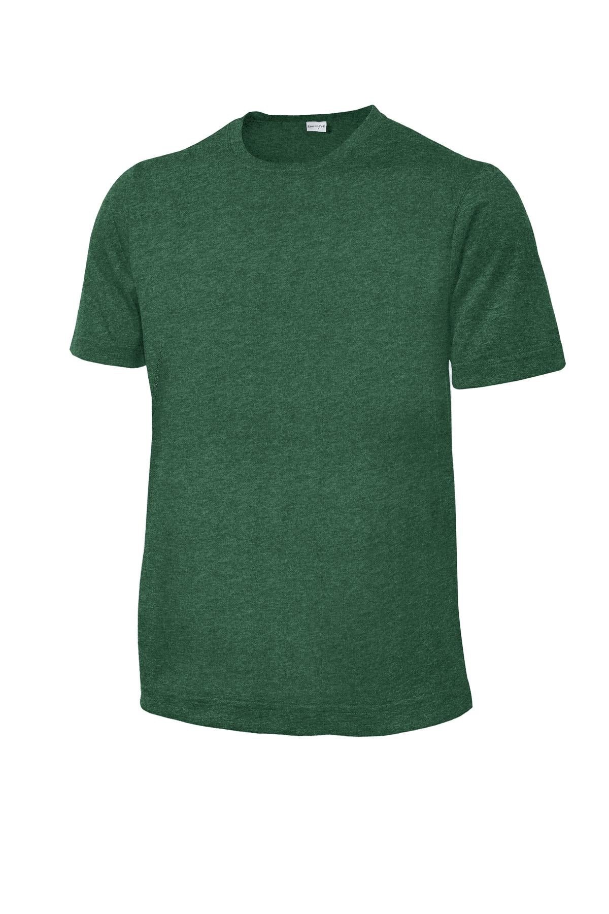 Front View of For Green Hthr Sport-Tek Youth Heather Contender Tee. YST360