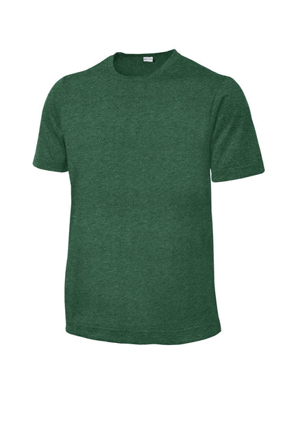Front View of For Green Hthr Sport-Tek Youth Heather Contender Tee. YST360