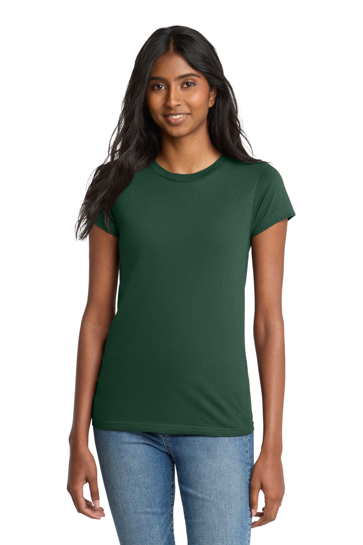 Front View of Forest Green District Women's Fitted The Concert Tee DT5001