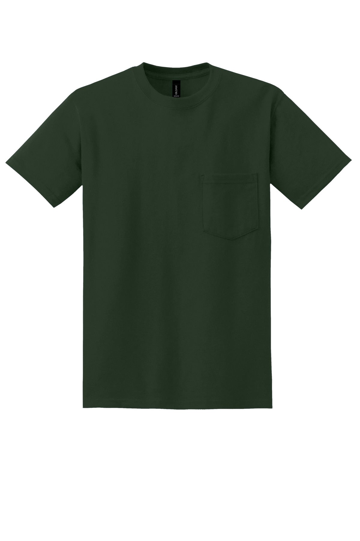 Front View of Forest Green Gildan - DryBlend 50 Cotton/50 Poly Pocket T-Shirt. 8300