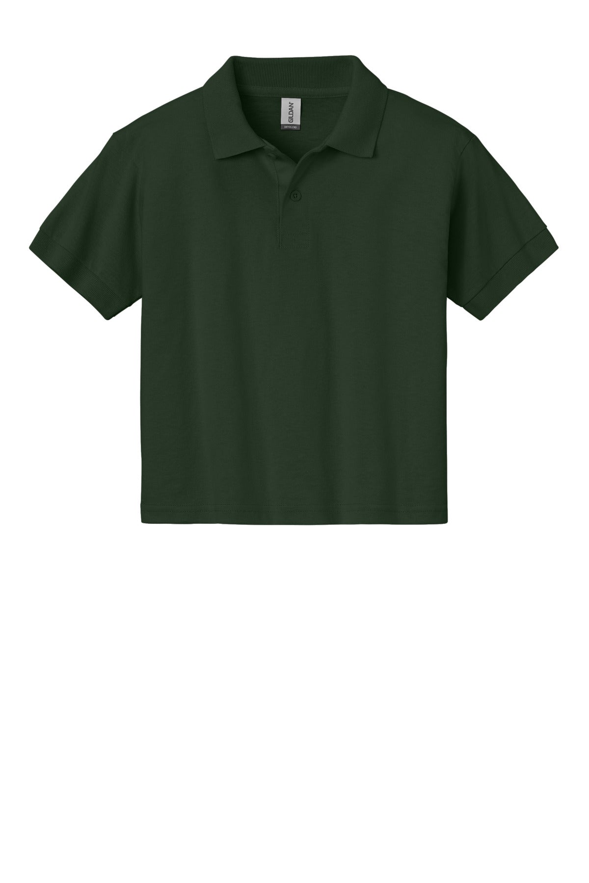 Front View of Forest Green Gildan Youth DryBlend 6-Ounce Jersey Knit Sport Shirt. 8800B