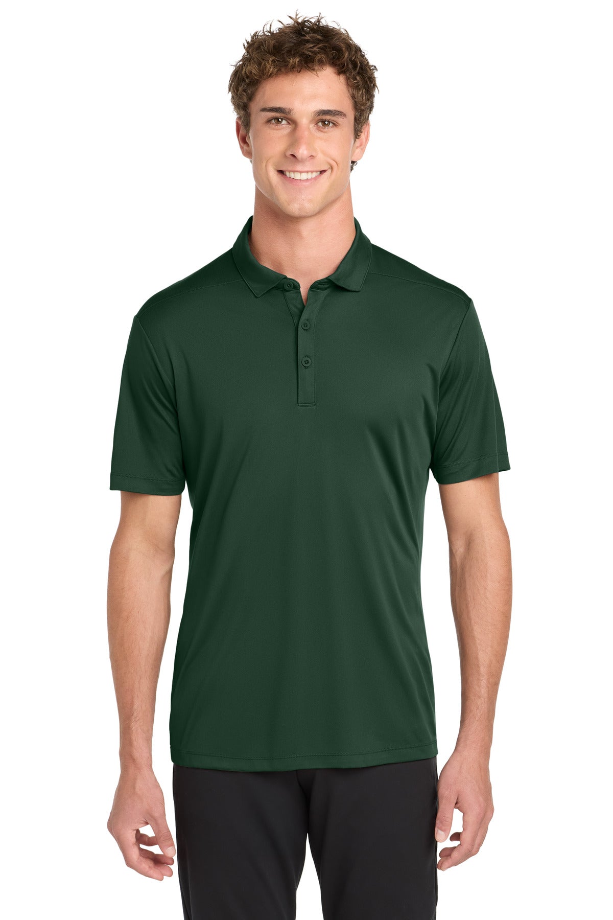 Front View of Forest Green Sport-Tek Posi-UV Pro Polo. ST520
