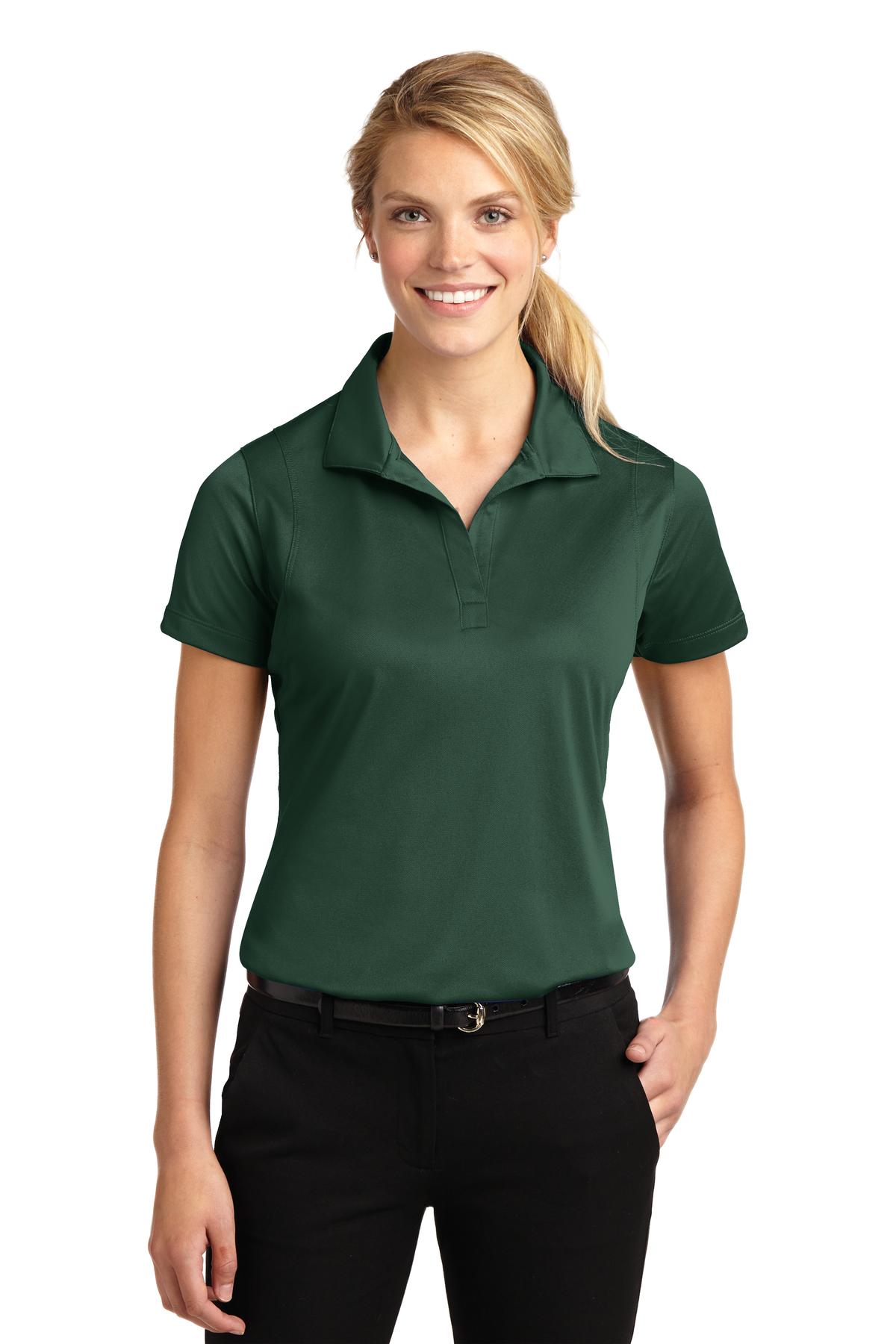 Front View of Forest Green Sport-Tek Women's Micropique Sport-Wick Polo. LST650