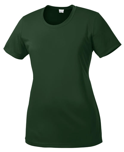 Front View of Forest Green Sport-Tek Women's PosiCharge Competitor Tee. LST350
