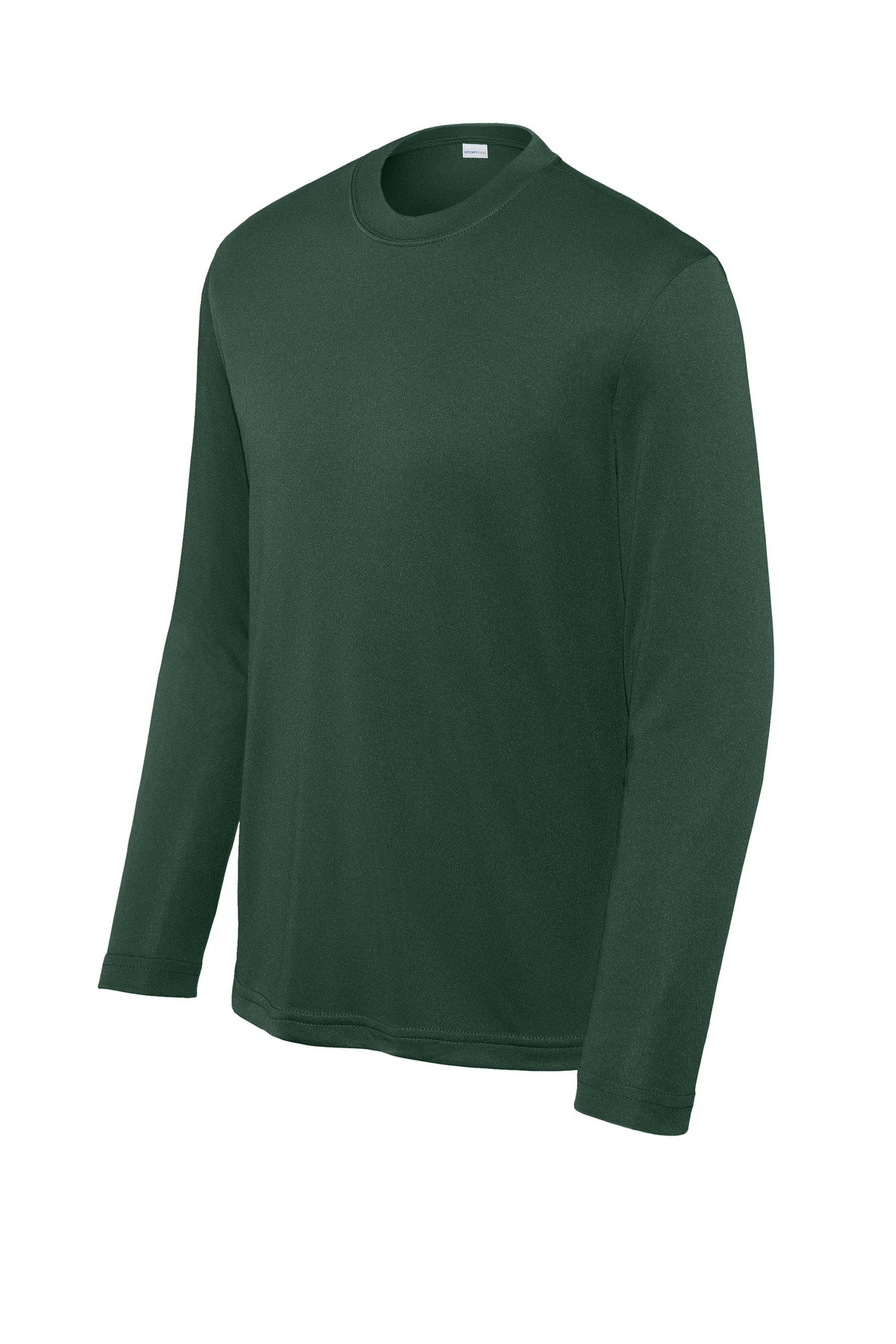 Front View of Forest Green Sport-Tek Youth Long Sleeve PosiCharge Competitor Tee. YST350LS