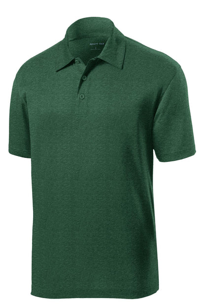 Front View of Forest Grn Htr Sport-Tek Heather Contender Polo. ST660