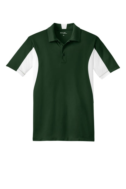 Front View of Forest Grn/Wht Sport-Tek Tall Side Blocked Micropique Sport-Wick Polo. TST655