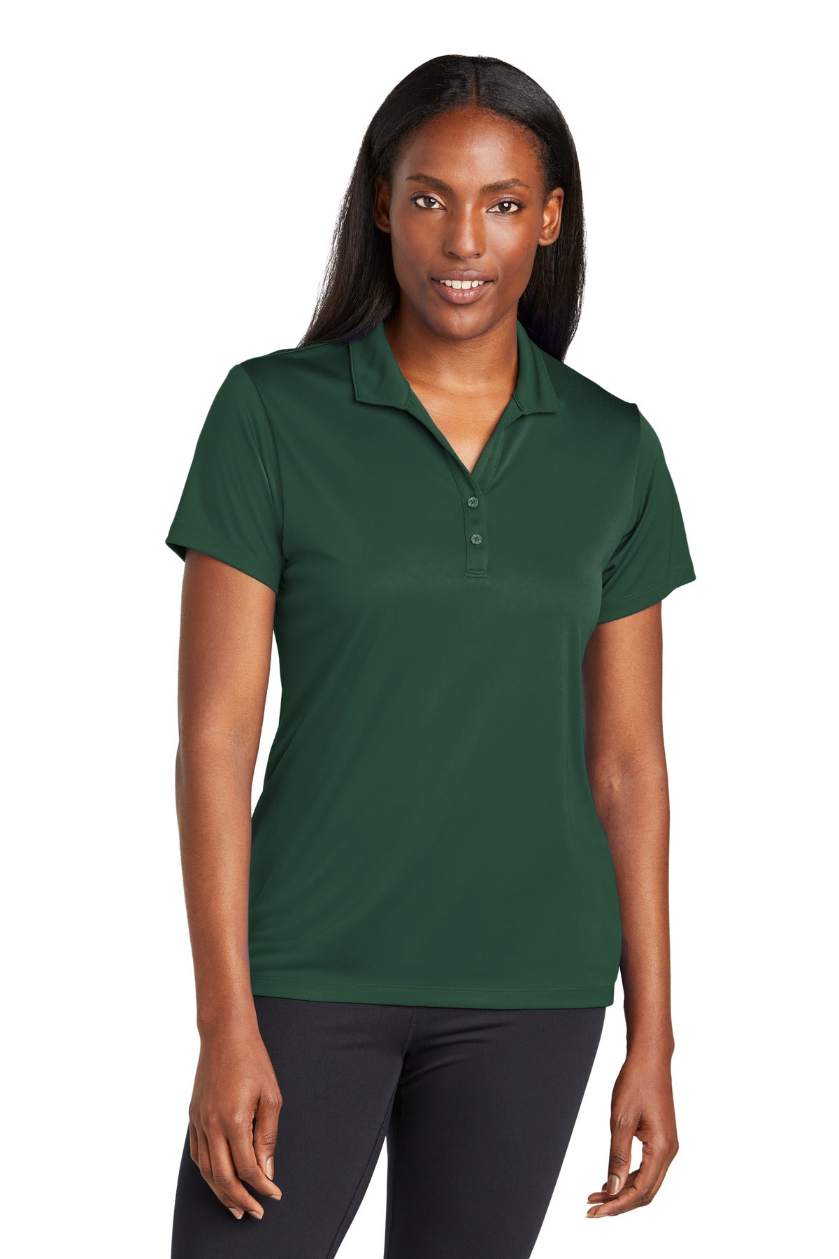 Front View of ForestGrn Sport-Tek Women's PosiCharge Re-Compete Polo LST725