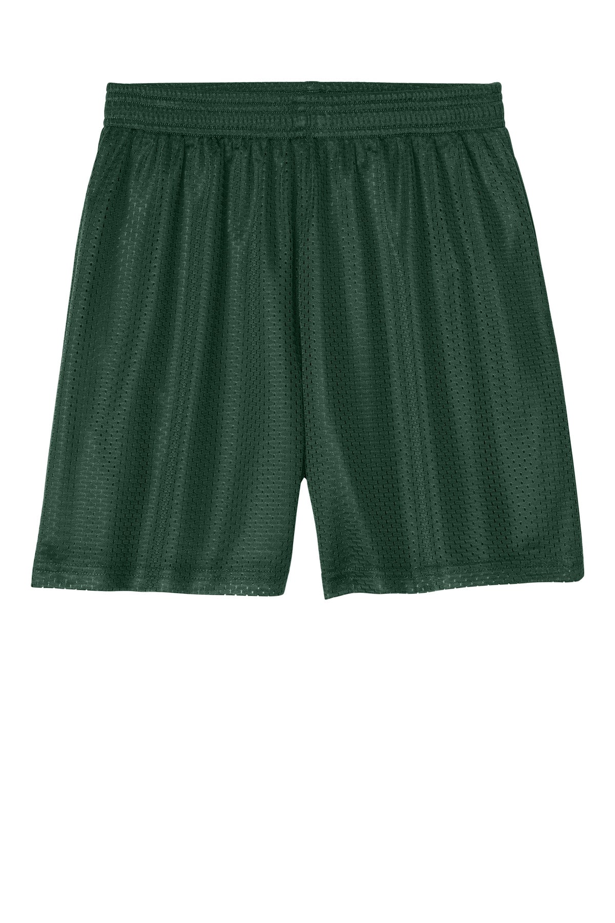 Front View of ForestGrn Sport-Tek Youth PosiCharge Mesh 5" Short YST5100