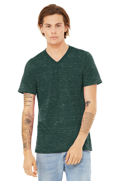 Front View of ForestMrbl BELLA+CANVAS Unisex Textured Jersey V-Neck Tee BC3655