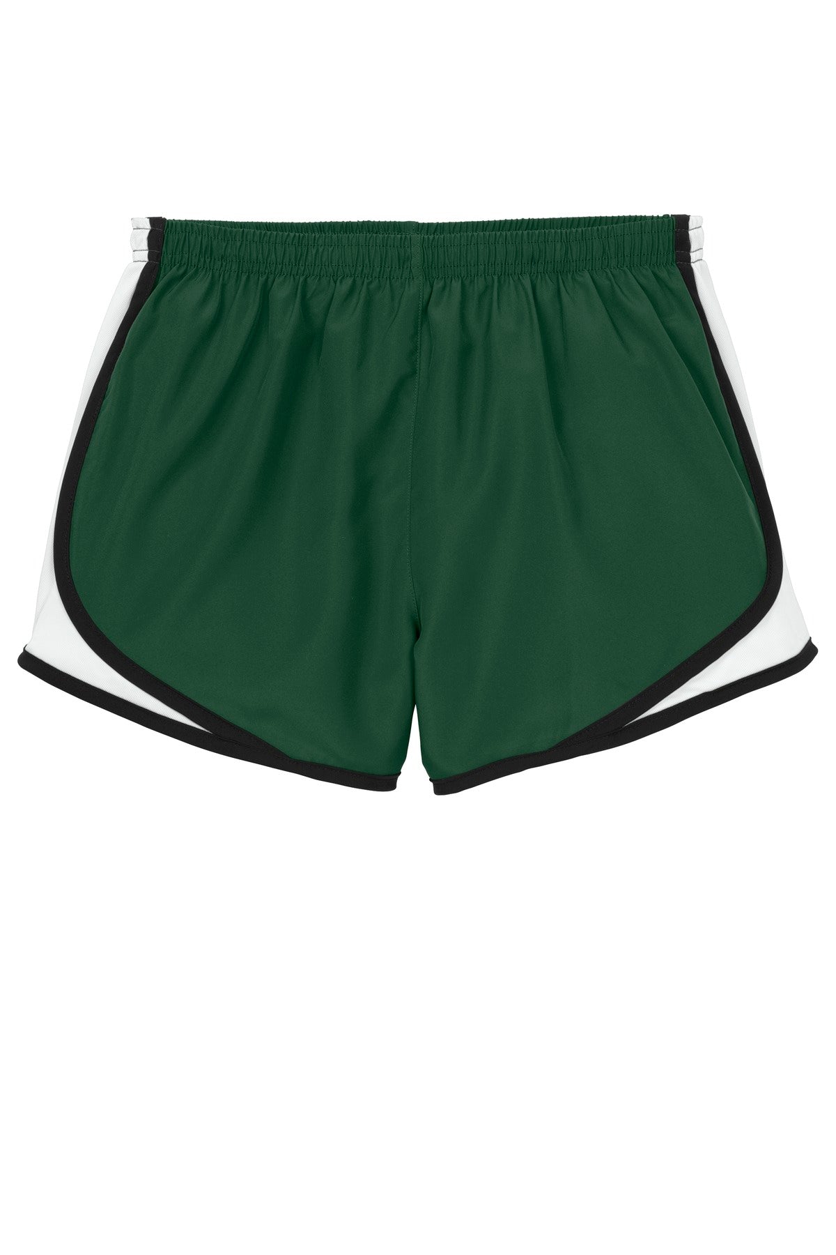 Front View of ForGrn/Wht/Blk Sport-Tek Women's Cadence Short. LST304