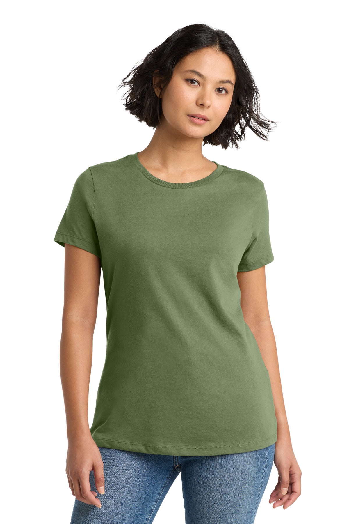 Front View of Fresh Fatigue District Women's Perfect Weight Tee. DM104L