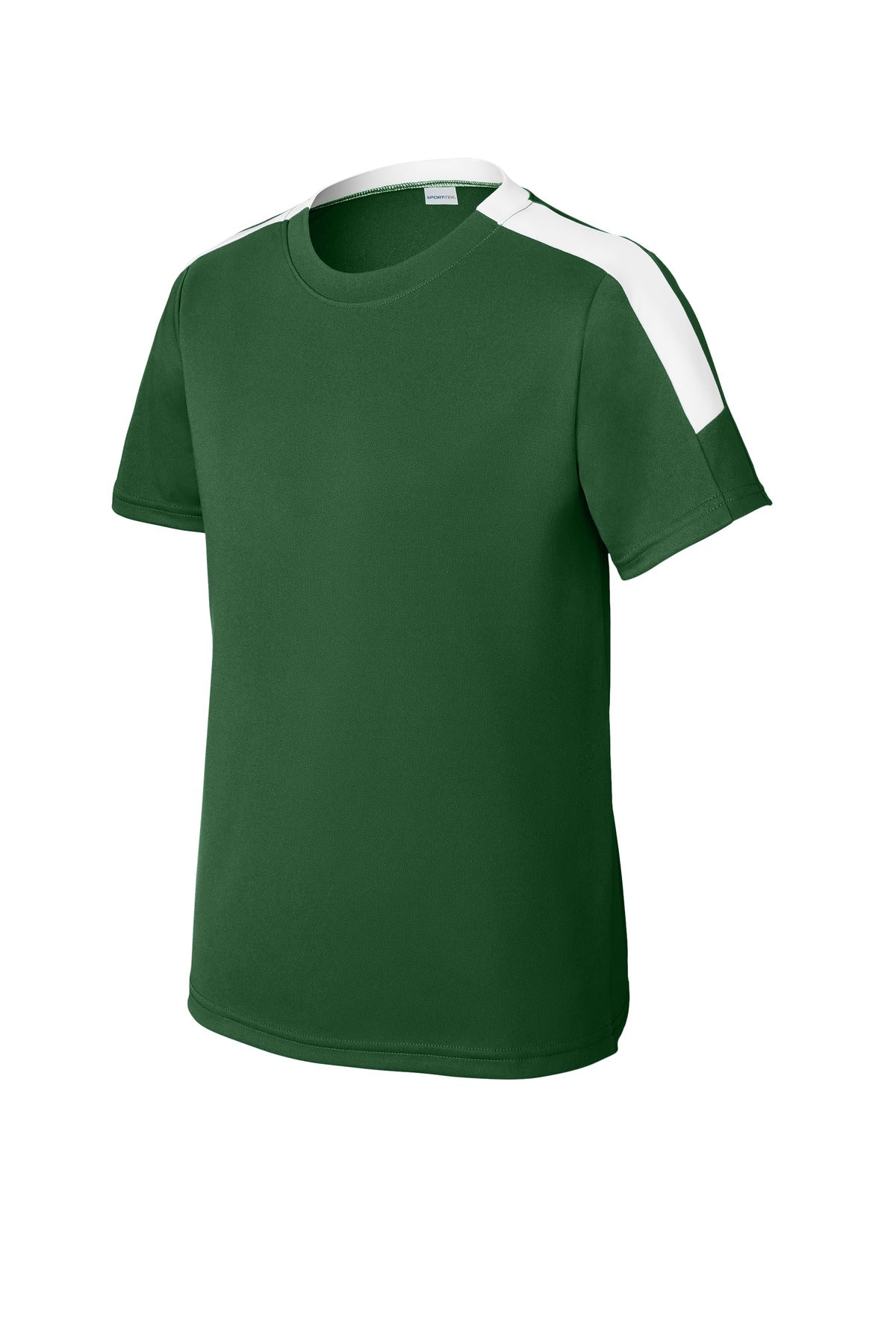 Front View of FrGn/White Sport-Tek Youth Competitor United Crew YST100