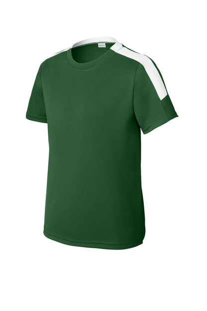 Front View of FrGn/White Sport-Tek Youth Competitor United Crew YST100