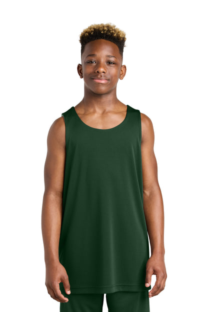 Front View of FrGn/White Sport-Tek Youth PosiCharge Competitor Rev Tank YST551