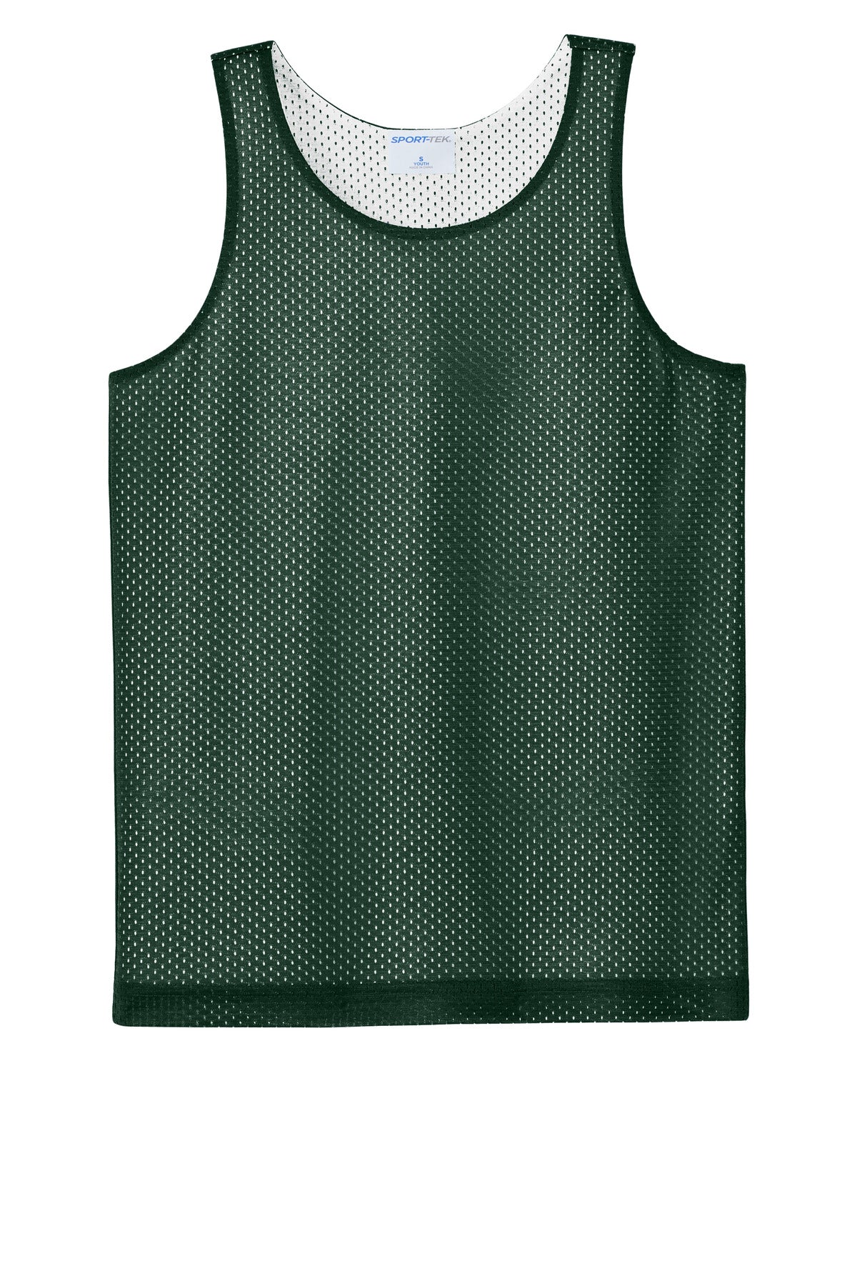 Front View of FrGn/White Sport-Tek Youth PosiCharge Reversible Mesh Tank YST5000