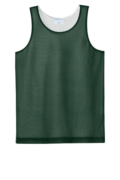 Front View of FrGn/White Sport-Tek Youth PosiCharge Reversible Mesh Tank YST5000