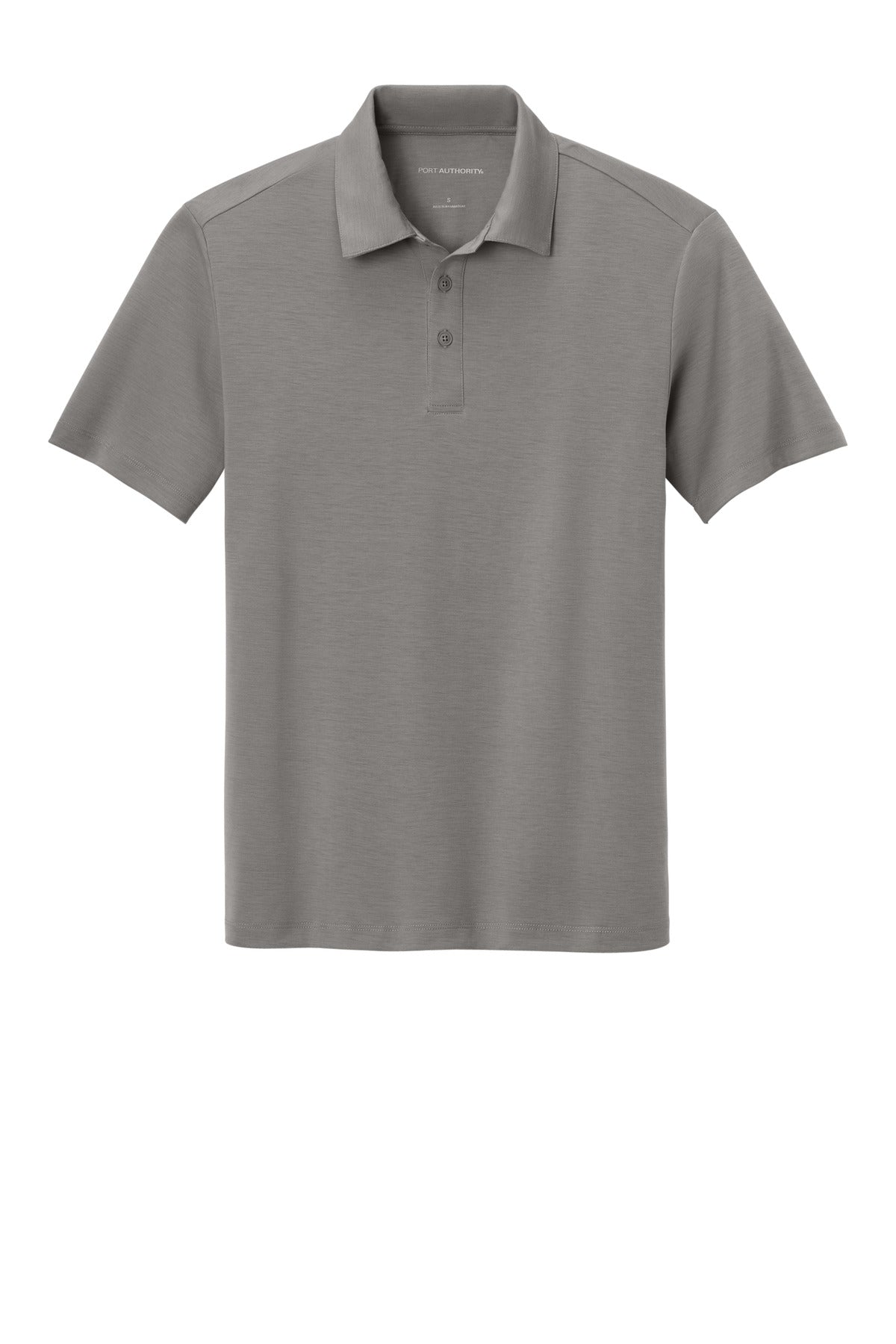 Front View of Frost Grey Port Authority Cotton Touch Performance Polo. K568