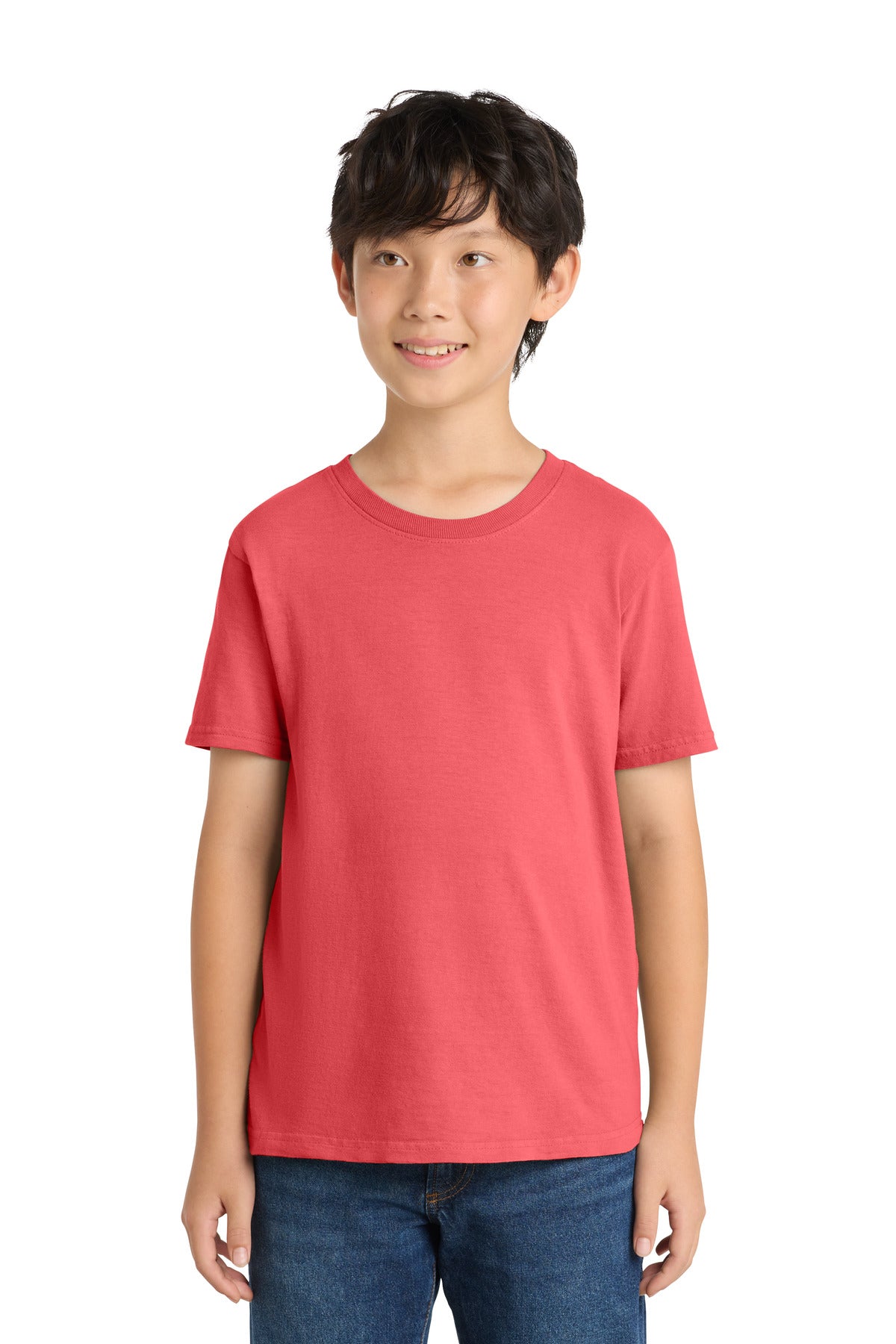 Front View of FruitPunch Port & Company Youth Beach Wash Garment-Dyed Tee. PC099Y