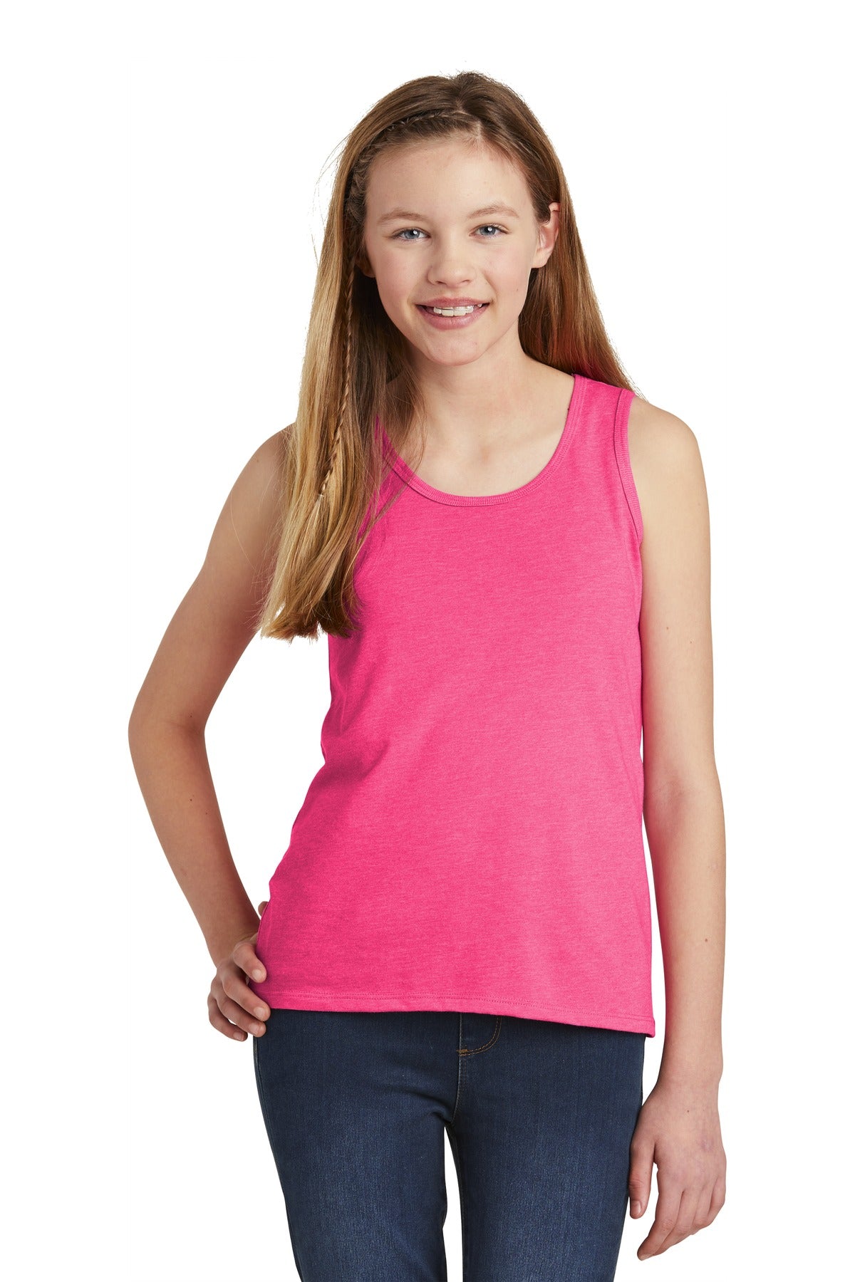 Front View of Fuchsia Frost District Girls V.I.T. Tank DT6303YG