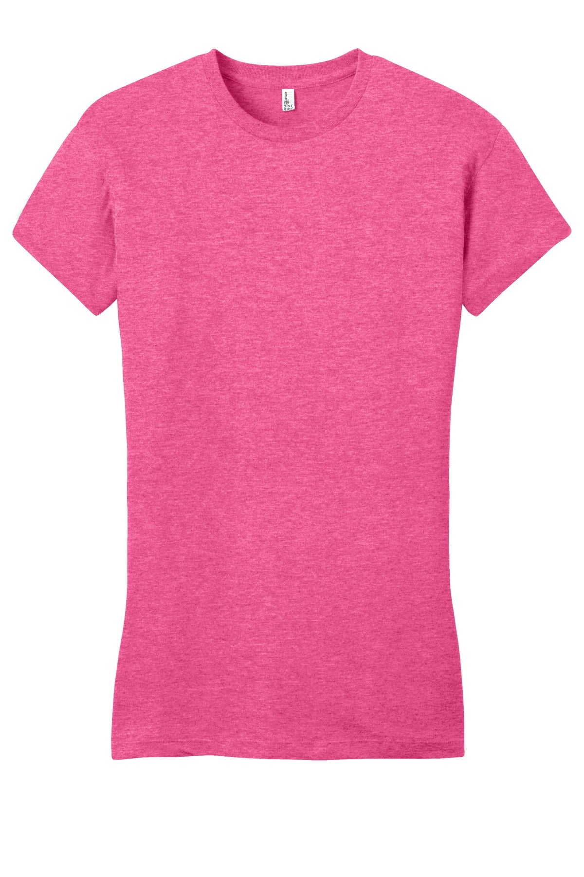 Front View of Fuchsia Frost District Women's Fitted Very Important Tee . DT6001