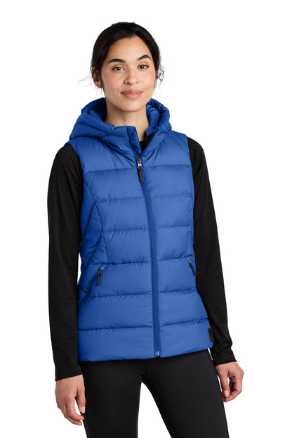 Front View of GalaxyBlue LIMITED EDITION Outdoor Research Women's Coldsnap Hooded Down Vest OR322218