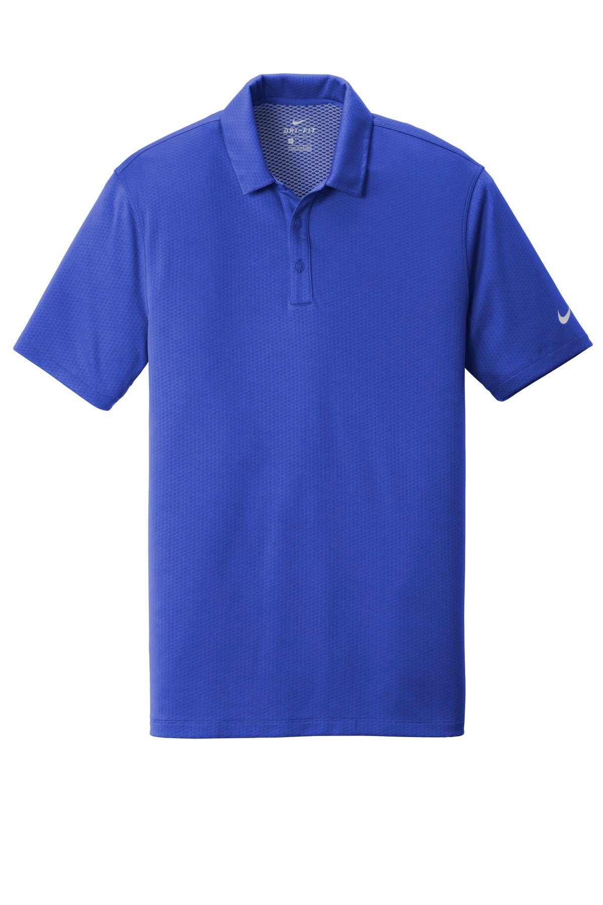Front View of Game Royal Nike Dri-FIT Hex Textured Polo. NKAH6266