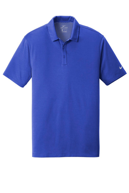 Front View of Game Royal Nike Dri-FIT Hex Textured Polo. NKAH6266