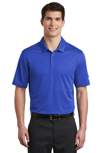 Front View of Game Royal Nike Dri-FIT Hex Textured Polo. NKAH6266