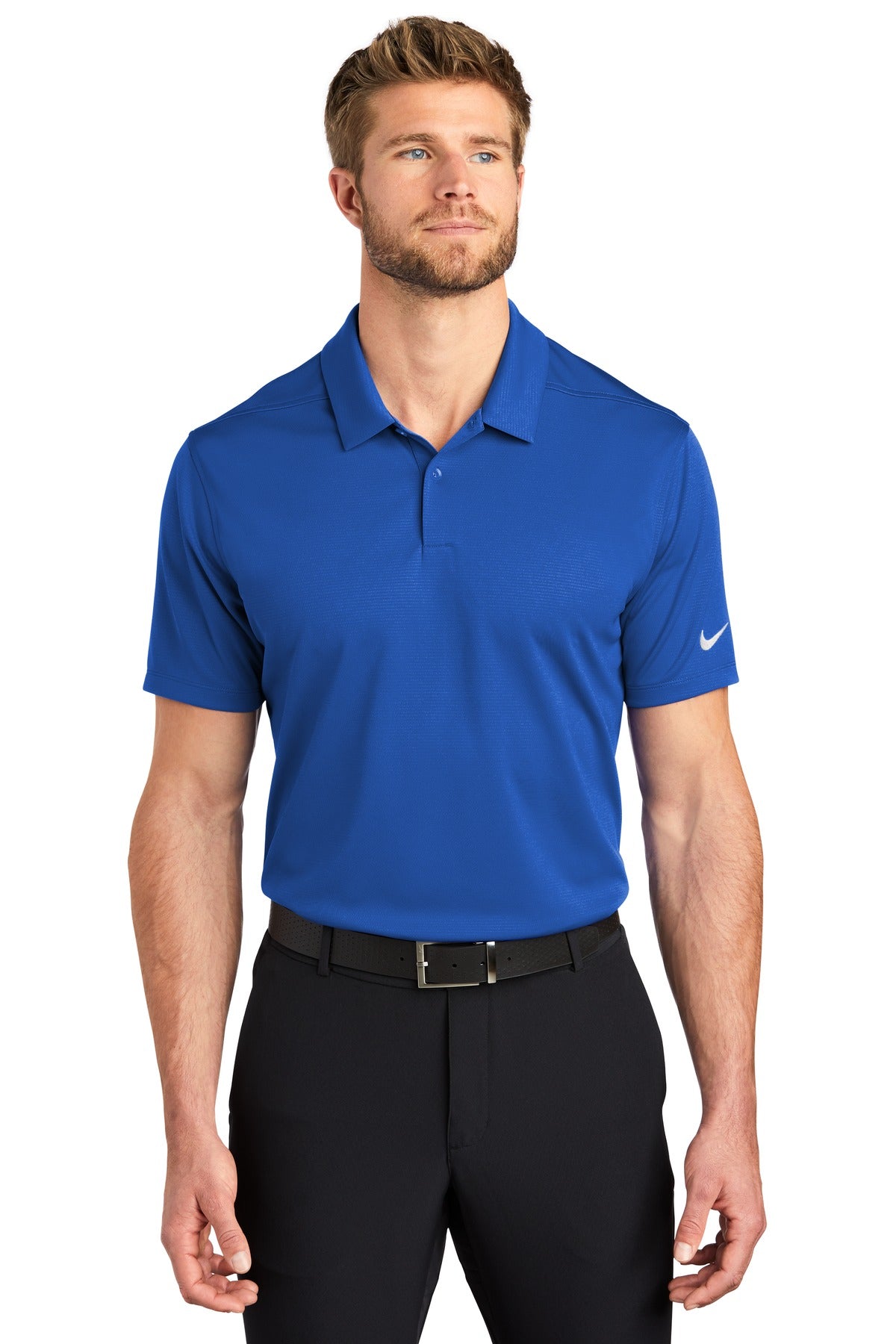 Front View of Game Royal Nike Dry Essential Solid Polo NKBV6042