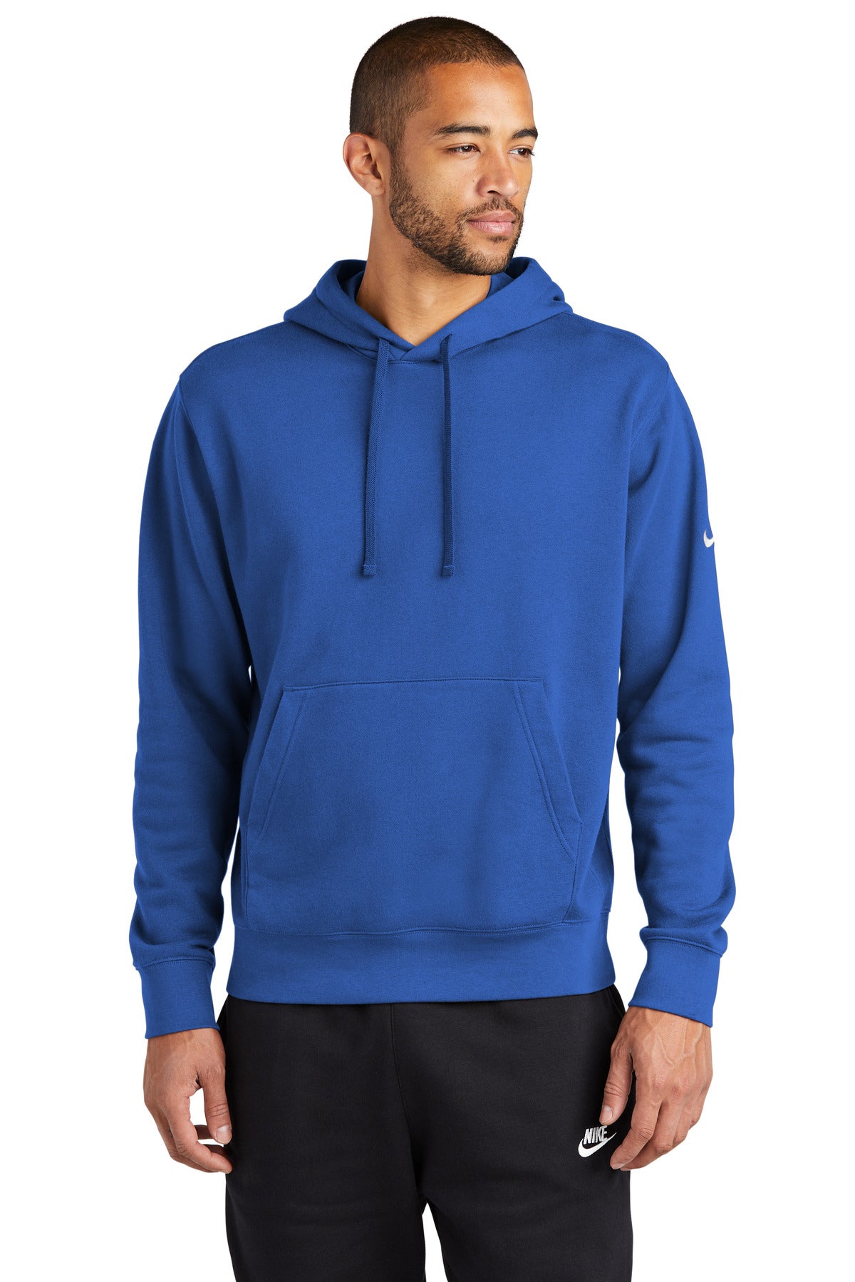 Front View of GameRoyal Nike Club Fleece Sleeve Swoosh Pullover Hoodie NKDR1499