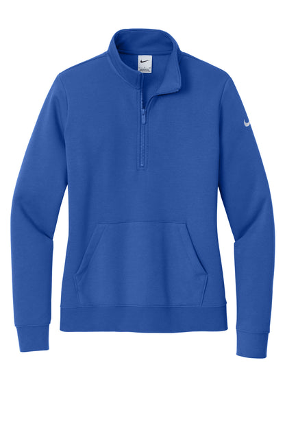 Front View of GameRoyal Nike Women's Club Fleece Sleeve Swoosh 1/2-Zip NKDX6720