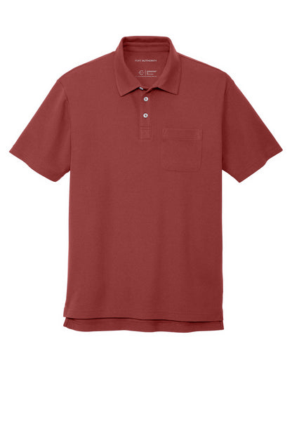 Front View of Garnet Port Authority C-FREE Cotton Blend Pique Pocket Polo K868