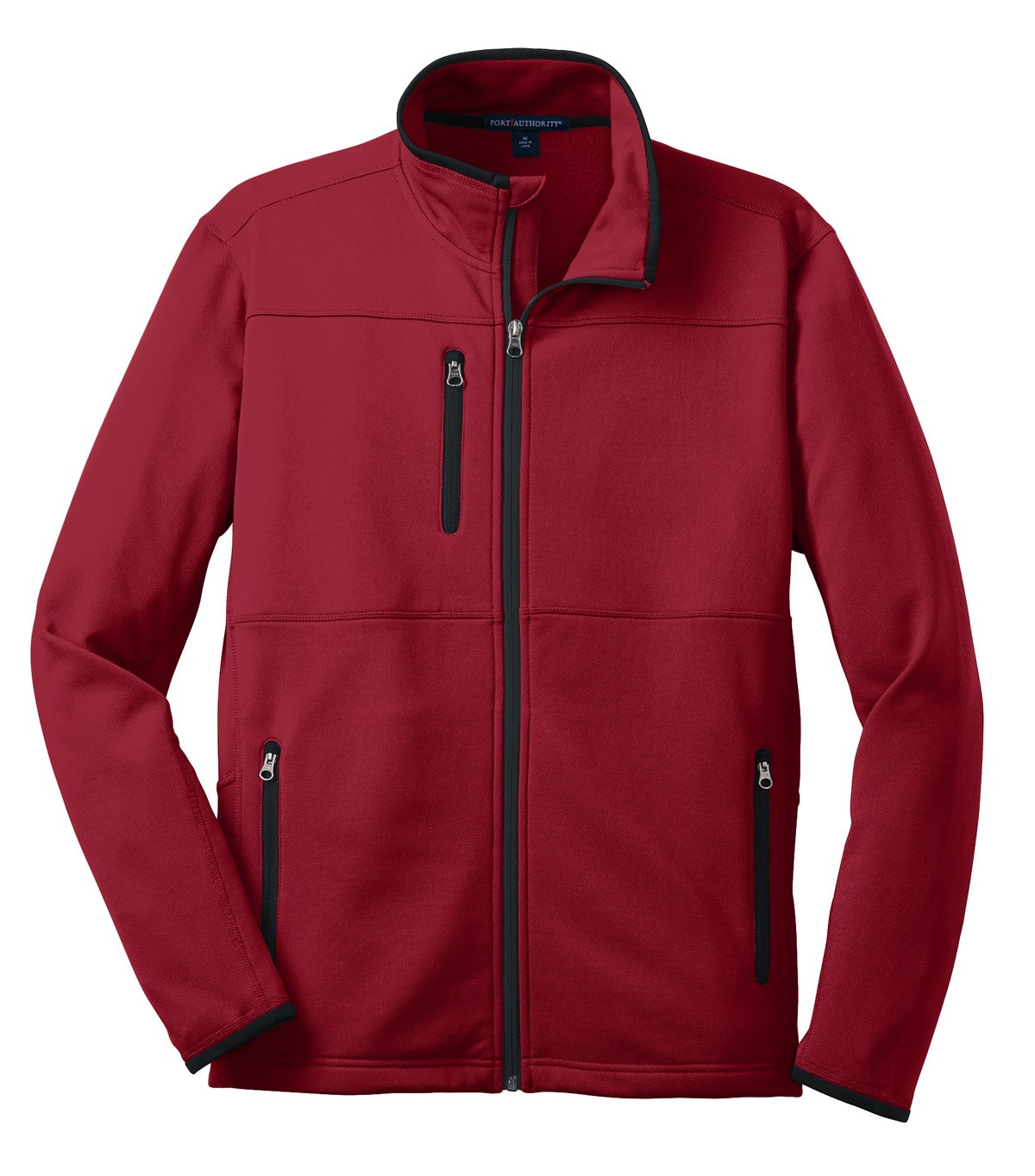 Front View of Garnet Red Port Authority Pique Fleece Jacket. F222