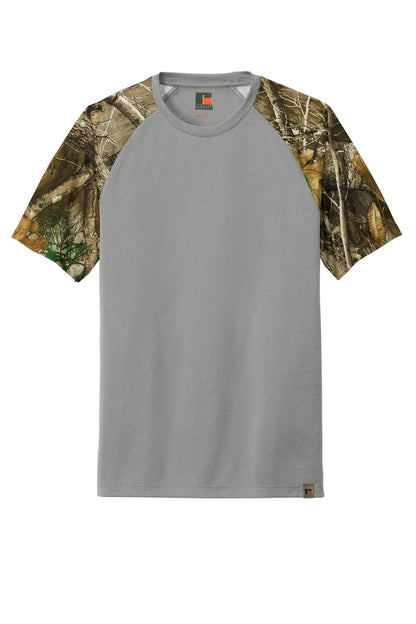 Front View of GConH/RTEd Russell Outdoors Realtree Colorblock Performance Tee RU151