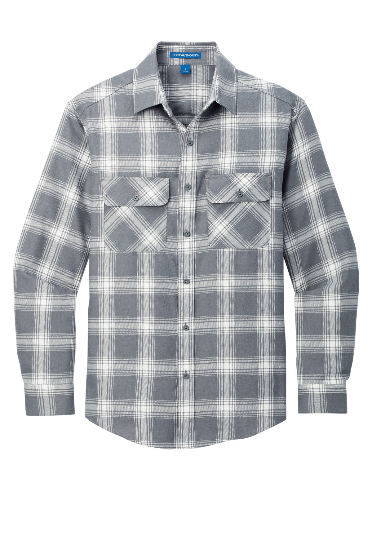 Front View of G/CrOpnPld Port Authority Plaid Flannel Shirt. W668