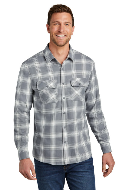 Front View of G/CrOpnPld Port Authority Plaid Flannel Shirt. W668