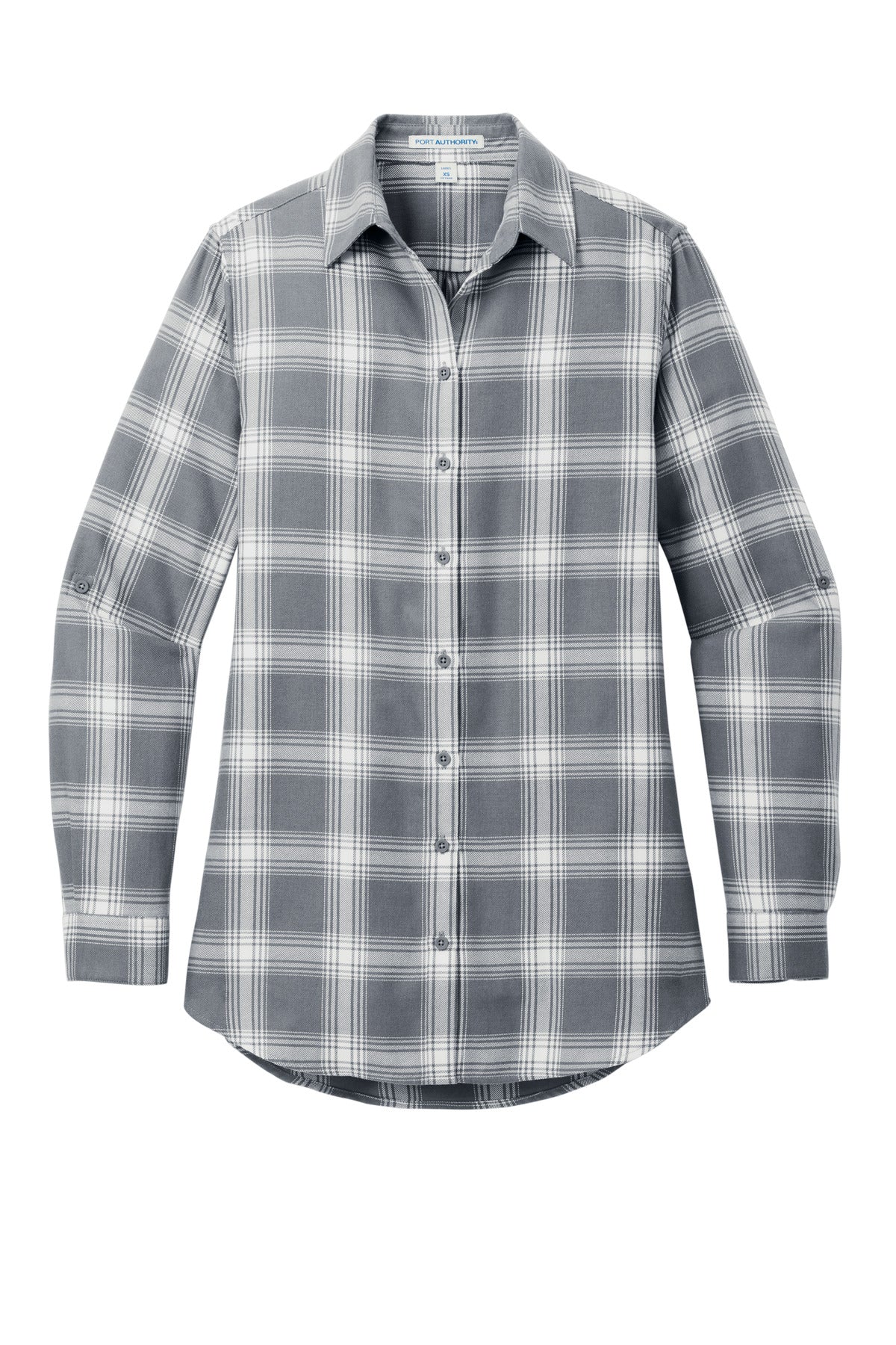 Front View of G/CrOpnPld Port Authority Women's Plaid Flannel Tunic . LW668